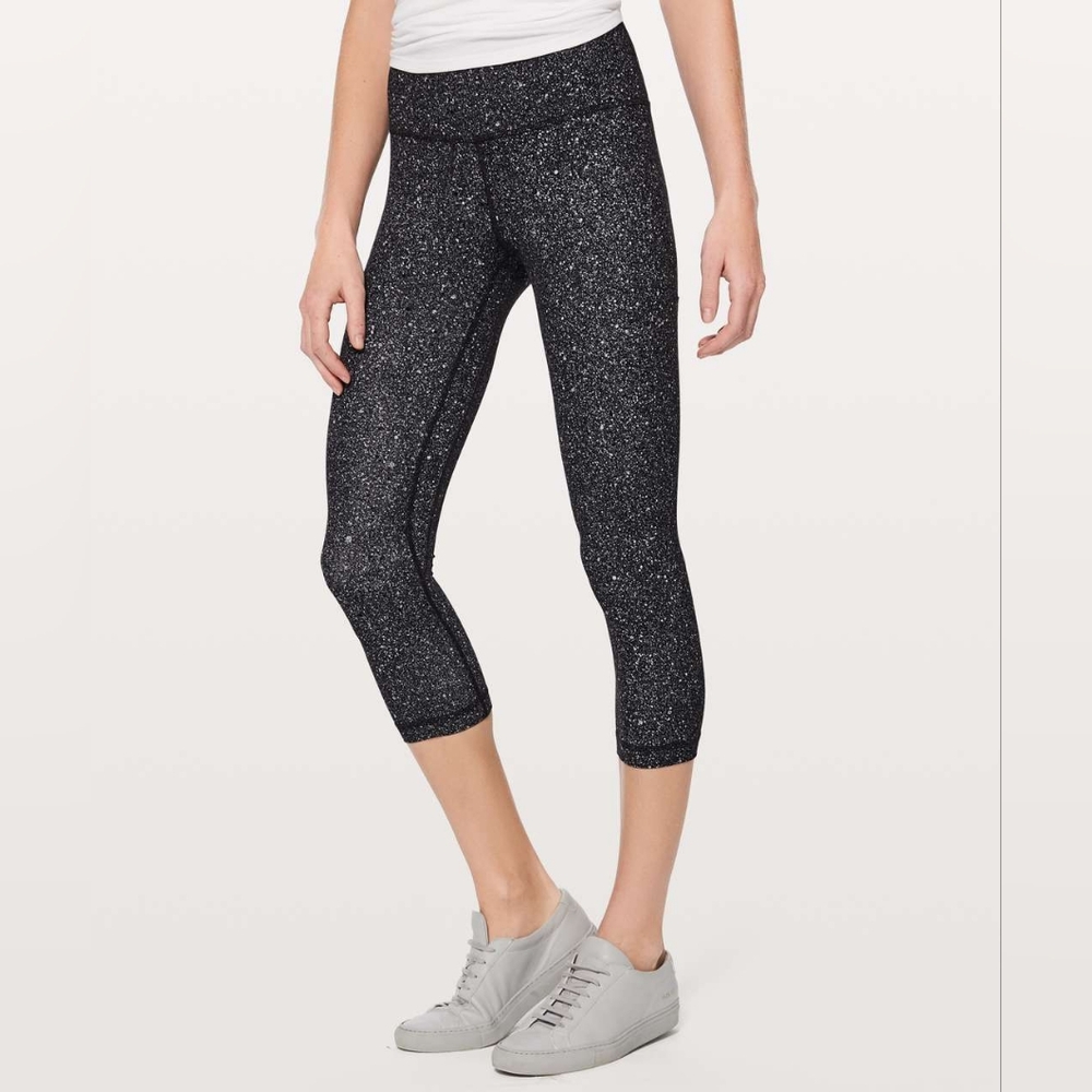 Lululemon Align Crop 21" Luminesce Splatter Ice Grey Black